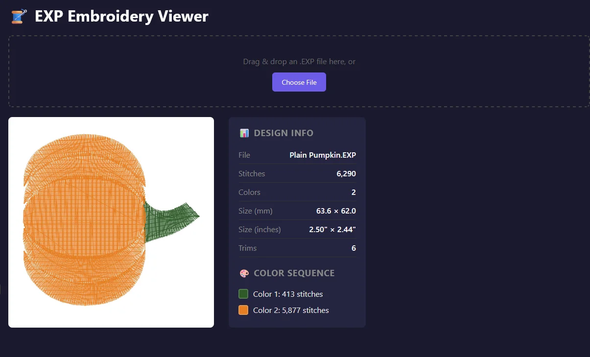 First test at visualizing an embroidery file